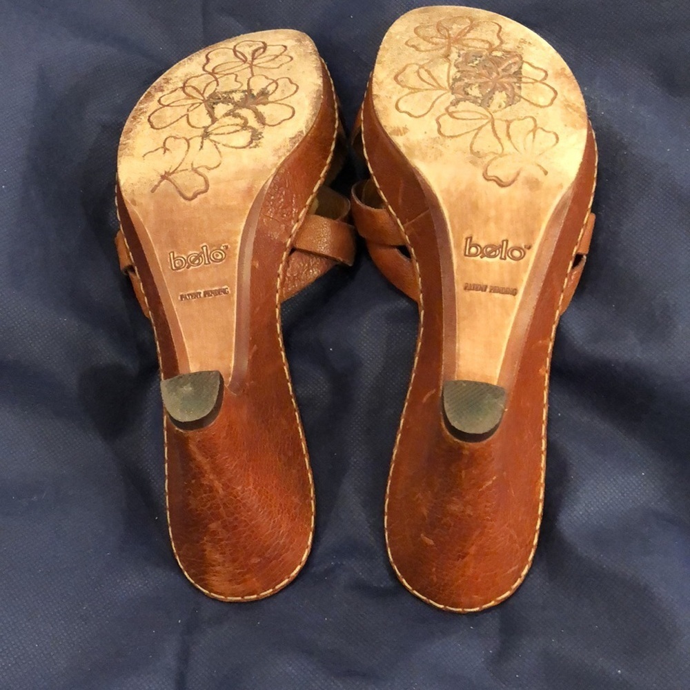 BOLO LEATHER HEELED SANDALS EUC sz 8/39 - Picture 5 of 8